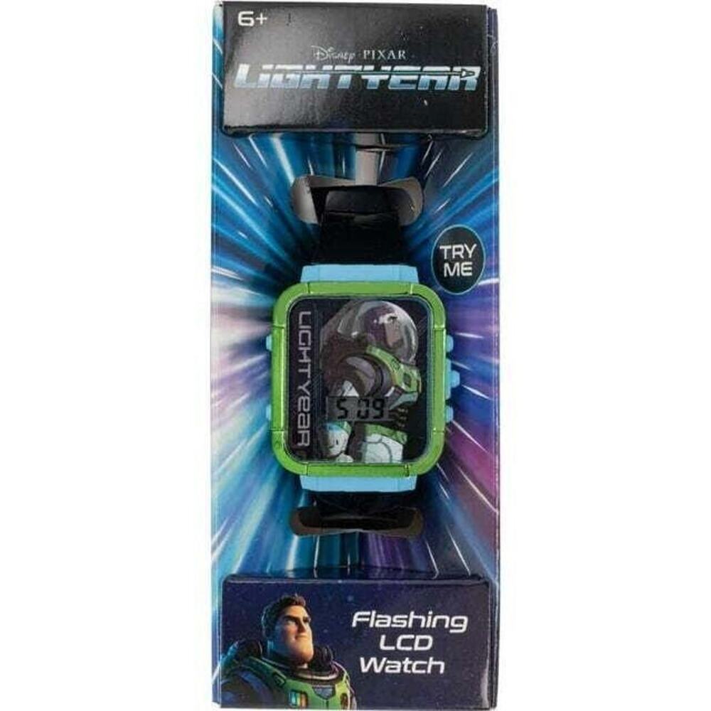NIB Disney Pixar Buzz Lightyear Digital Flashing LCD Kids Watch Rectangle‎ Face